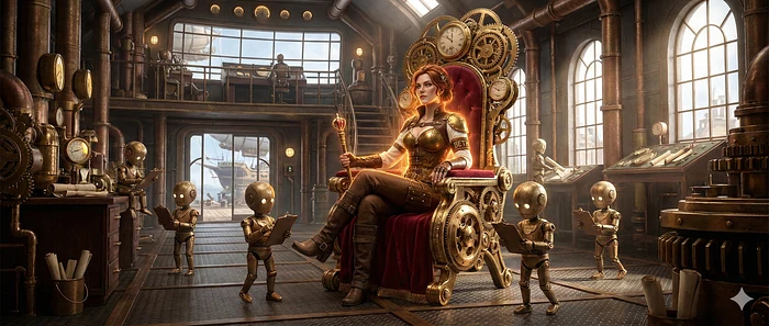 Queen Beth with her minions. She chose the title. They follow the protocols she designed.